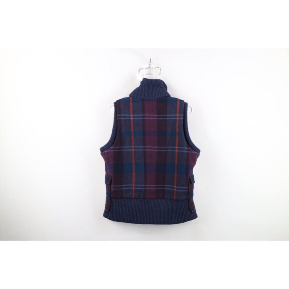 Vintage Woolrich Womens Size Medium Faded Wool Puffer Vest Jacket Rainbow Plaid - Picture 9 of 11